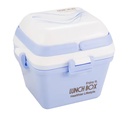 Boite à Gouter Lunch Box Avec 3 Compartiments En Acier Inoxydable Et Plastique Sans BPA-Bleu