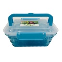 Lot de 3 Boîtes Alimentaires Rectangulaires avec Couvercles en Plastique Dure Sans BPA-Bleu