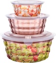 Lot de 3 Boîtes Alimentaires Rondes avec Couvercles en Plastique Dure Sans BPA-Saumon
