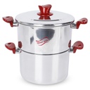 OUBOURSINA Couscoussier Aluminium 6 L 22 Cm avec Poignée PVC-Rouge