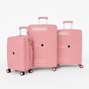 Série de 3 Valises en PP Incassable FENIX Rose Roues Amovibles 360°
