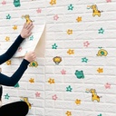 Panneau Mural Adhésif Anti-Humidité 3D 77*70 Cm Animals