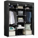 Armoire de Rangement Multifonctionnelle avec Housse en Tissu Noir 170 x 130 x 45 cm 10 Compartiments
