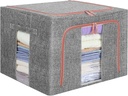 Boîte de Rangement Pliable pour Linge de Maison 100L Modèle 1 – Grande Capacité avec Double Ouverture et Fenêtre Transparente-Gris