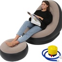 Canapé Gonflable Avec Repose-Pied – Pliable et Portable En Beige  Avec Pompe