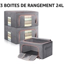 Pack De 3 Boites De Rangement 24L En Gris Modèle 1