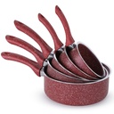 Hascevher Set De 5 Casseroles Granite Rouge