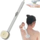 Brosse de Bain Gris Long Manche 2 En 1 Avec Réservoir de Gel Douche – Exfoliante & Massante 