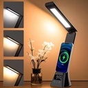 Lampe de Bureau LED Multifonction avec Chargeur Sans Fil, Réveil et Réglage Tactile — Rotation à 180°, Lumière Variable USB