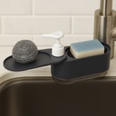 Distributeur Multi-Fonctions De Savon Liquide 3-En-1 Noir – Pour Mains et Vaisselle Avec Porte-Éponge Intégré