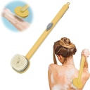 Brosse de Bain Jaune Long Manche 2 En 1 Avec Réservoir de Gel Douche – Exfoliante & Massante 