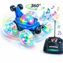 Voiture Télécommandée RC Stunt Car Tornado – 360° Double Face avec LED et Musique - Bleu