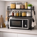 Étagère de Rangement à Deux Niveaux pour Micro-ondes – Plastique Noir