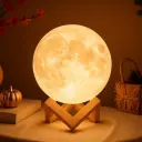Lampe Veilleuse Forme Lune 3D - Lumière Chaude - 10 cm