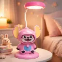 Lampe Enfant Cartoon Mini Lamp – Visage Changeant, Style Stitch Rose, Rechargeable