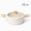 SIZAR Marmite en Granite  22 cm – Beige – Modèle HK434