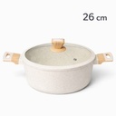 SIZAR Marmite en Granite 26 cm – Beige – Modèle HK436