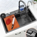 Évier de Luxe Multifonctions de Cuisine en Acier Inoxydable 75x45 cm