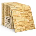 Pack de 10 Panneaux Muraux 3D Autocollants Effet Pierre Beige 70 × 77 cm – Anti-Humidité