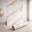 Rouleau Panneau Mural Autocollant Blanc Effet Marbre  Avec Des Veines Rosées 60 cm x 2,80 m 