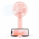 Ventilateur Portable à Main Rechargeable avec Support – USB Sans Fil à 3 Vitesses Rose