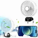 Mini Ventilateur Portable Rechargeable – 5 Vitesses – Pliable & Écran Digital LED - Blanc