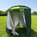 Parasol de Plage Vert  Avec Rideau de Protection Coupe-Vent et Anti-Soleil – 2 m x 2 m