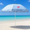Parasol de Plage Nautica Double Toit Rond 2,2 m - Rayures Bleu et Blanc
