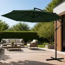Parasol de Jardin Déporté Double Toit 3,5 m – Inclinable avec Manivelle – Vert