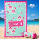 Serviette de Plage Microfibre Design Floral Rose – 150 x 70 cm 