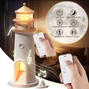 Lampe Phare avec Projection Lune LED et Haut-Parleur Bluetooth – Rechargeable - 3 Niveaux avec Télécommande et Minuterie