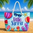 Sac de Plage – Motif Hello Summer 50 x 37 x 14 cm - Bleu