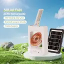Ventilateur Solaire Rechargeable 6" Bluetooth avec Lampe LED, Radio FM et Power Bank – Blanc