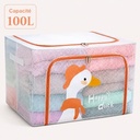Boîte de Rangement Pliable 100 L 60x40x40cm – Motif Happy Duck – Double Fermeture