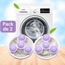 Pack de 2 Boules de Lavage Réutilisables pour Machine à Laver – Anti-Nœuds, Anti-Peluches et Anti-Poils d'Animaux – 9,2 × 17,5 cm - Violet