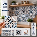 Pack de 24 Stickers Adhésifs 15 × 15 cm – Autocollants Muraux Résistants à l'Eau et à la Chaleur - Bleu