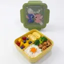 Lunch Box Enfant Stitch Vert – 3 Compartiments avec Fourchette-Cuillère 