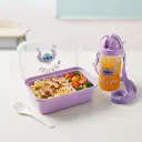 Lunch Box Stitch Enfant avec Bouteille 380 ml et Cuillère-Fourchette – 2 Compartiments - Violet