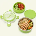 Boîte à Lunch Thermique 2 Compartiments en Acier Inoxydable – Format Rond avec Couvercle - Vert