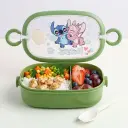 Lunch Box Stitch 700 ml à 2 Compartiments avec Fourchette-Cuillère- Vert