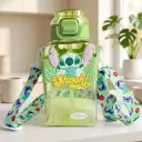 Gourde Stitch 750 ml en PVC avec Bandoulière – Bouteille d’Eau Enfant avec Sangle de Transport - Vert