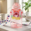 Gourde Stitch 750 ml en PVC avec Bandoulière – Bouteille d’Eau Enfant avec Sangle de Transport - Rose