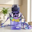 Gourde Stitch 750 ml en PVC avec Bandoulière – Bouteille d’Eau Enfant avec Sangle de Transport - Violet