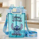 Gourde Enfant Stitch 600 ml à 2 Compartiments avec Paille et Bec Verseur –Bleu