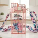 Gourde Enfant Stitch 600 ml à 2 Compartiments avec Paille et Bec Verseur –Rose