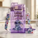 Gourde Enfant Stitch 600 ml à 2 Compartiments avec Paille et Bec Verseur –Violet