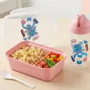 Lunch Box Stitch Enfant avec Bouteille 300 ml et Cuillère-Fourchette – 2 Compartiments - Rose