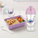 Lunch Box Stitch Enfant avec Bouteille 300 ml et Cuillère-Fourchette – 2 Compartiments - Violet