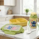 Boîte Lunch Enfant Stitch 3 Compartiments avec Gourde 450 ml - Vert