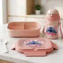 Boîte Lunch Enfant Stitch 3 Compartiments avec Gourde 450 ml - Beige